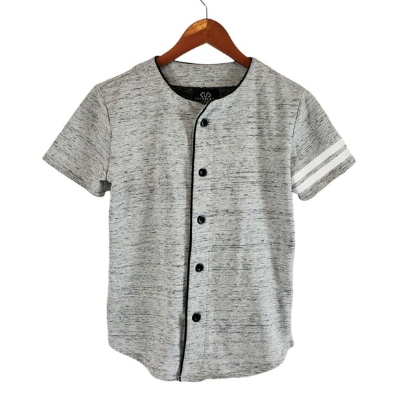 Jay Walker Other - Jay Walker Boys Gray Short Sleeve Button Down Shirt Size M Collarless Baseball